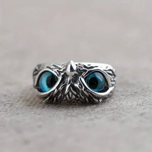 Owl Devil's Eye Ring Retro Creative Exaggerated Animal Opening Adjustable Finger