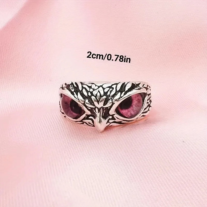 Owl Devil's Eye Ring Retro Creative Exaggerated Animal Opening Adjustable Finger