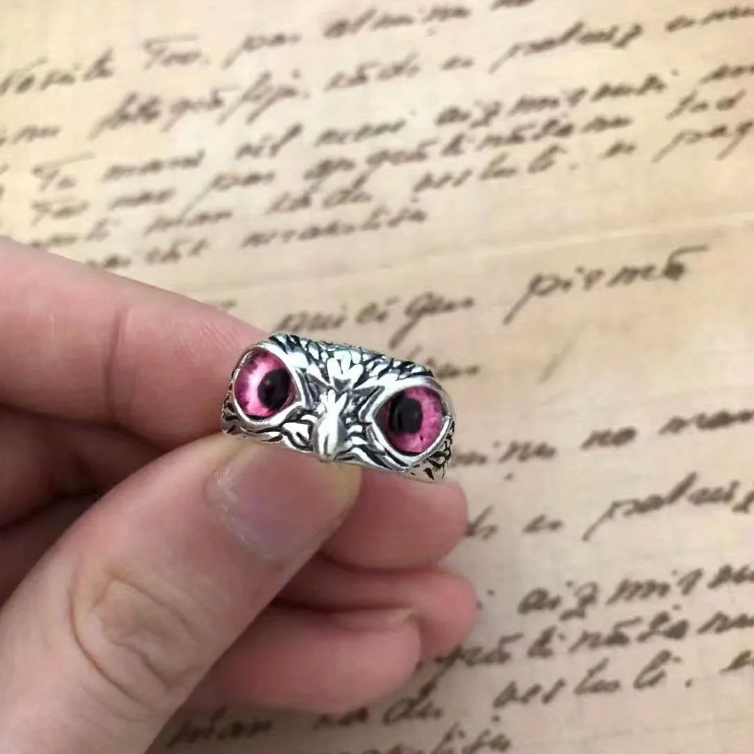 Owl Devil's Eye Ring Retro Creative Exaggerated Animal Opening Adjustable Finger