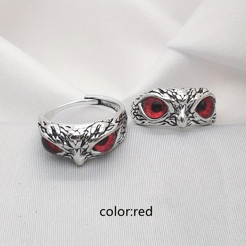 Owl Devil's Eye Ring Retro Creative Exaggerated Animal Opening Adjustable Finger