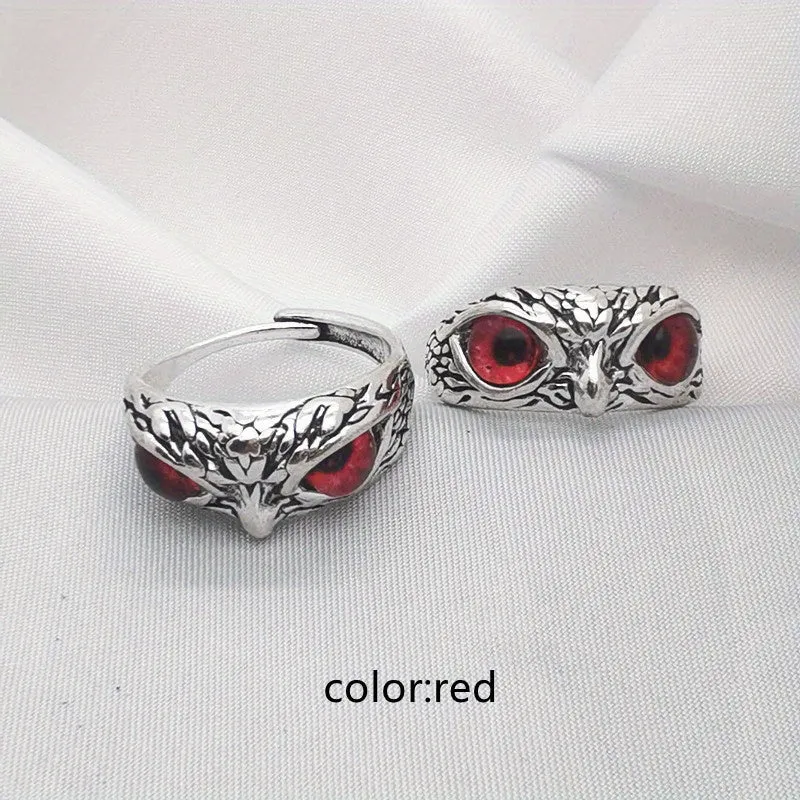 Owl Devil's Eye Ring Retro Creative Exaggerated Animal Opening Adjustable Finger