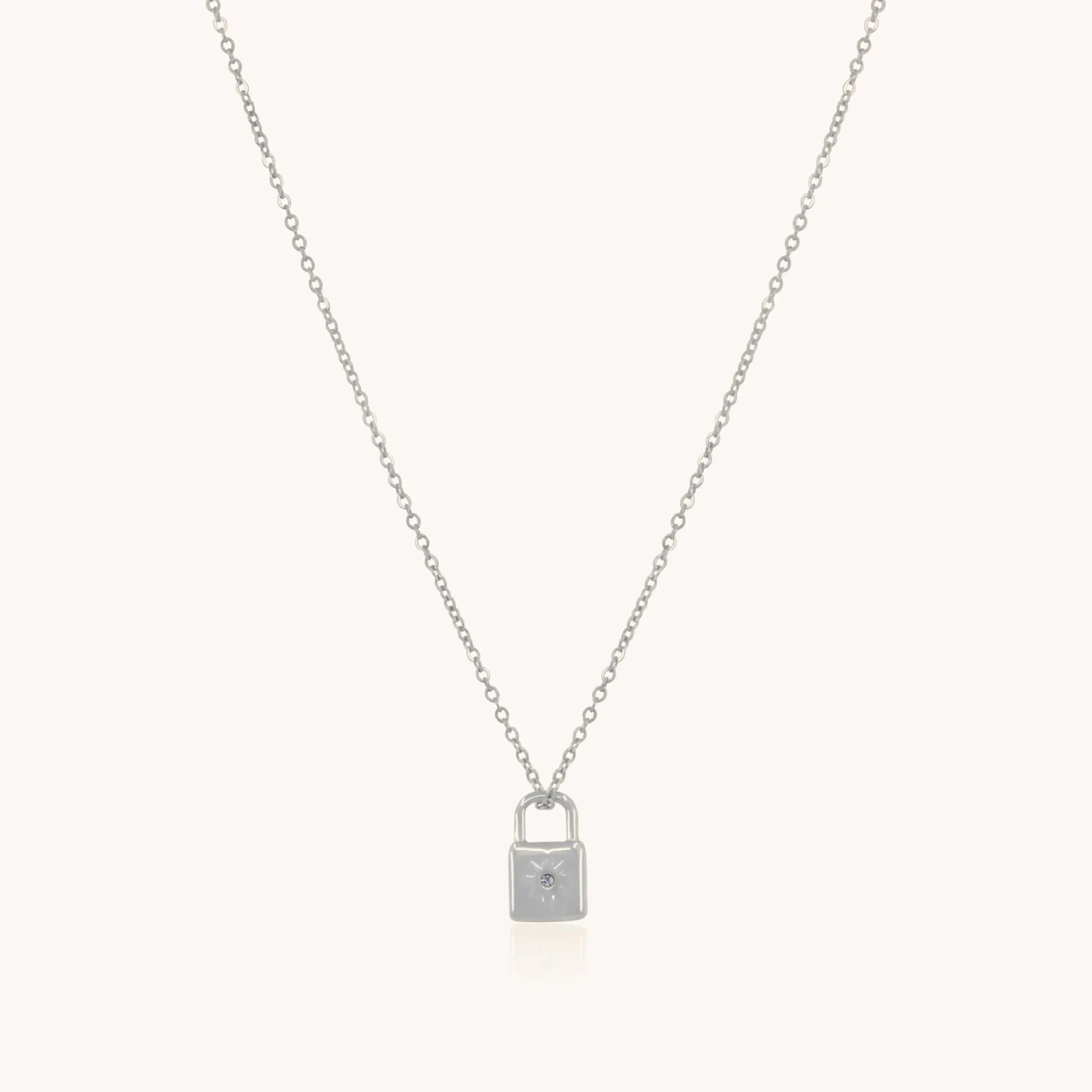 Padlock Starburst Necklace, Silver