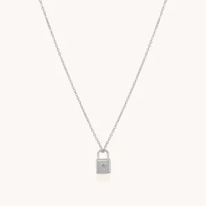 Padlock Starburst Necklace, Silver