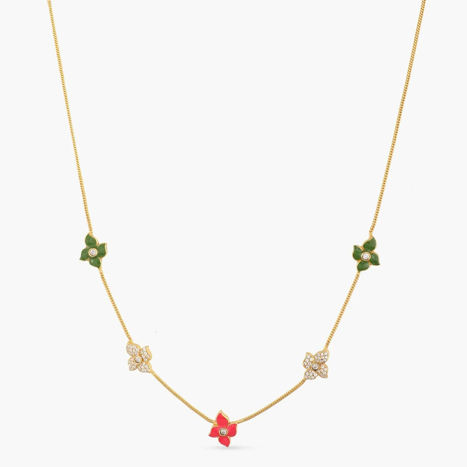 Pansy Floral CZ Statement Classic Necklace