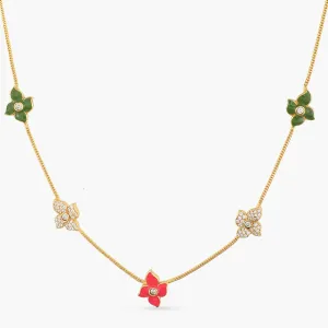 Pansy Floral CZ Statement Classic Necklace