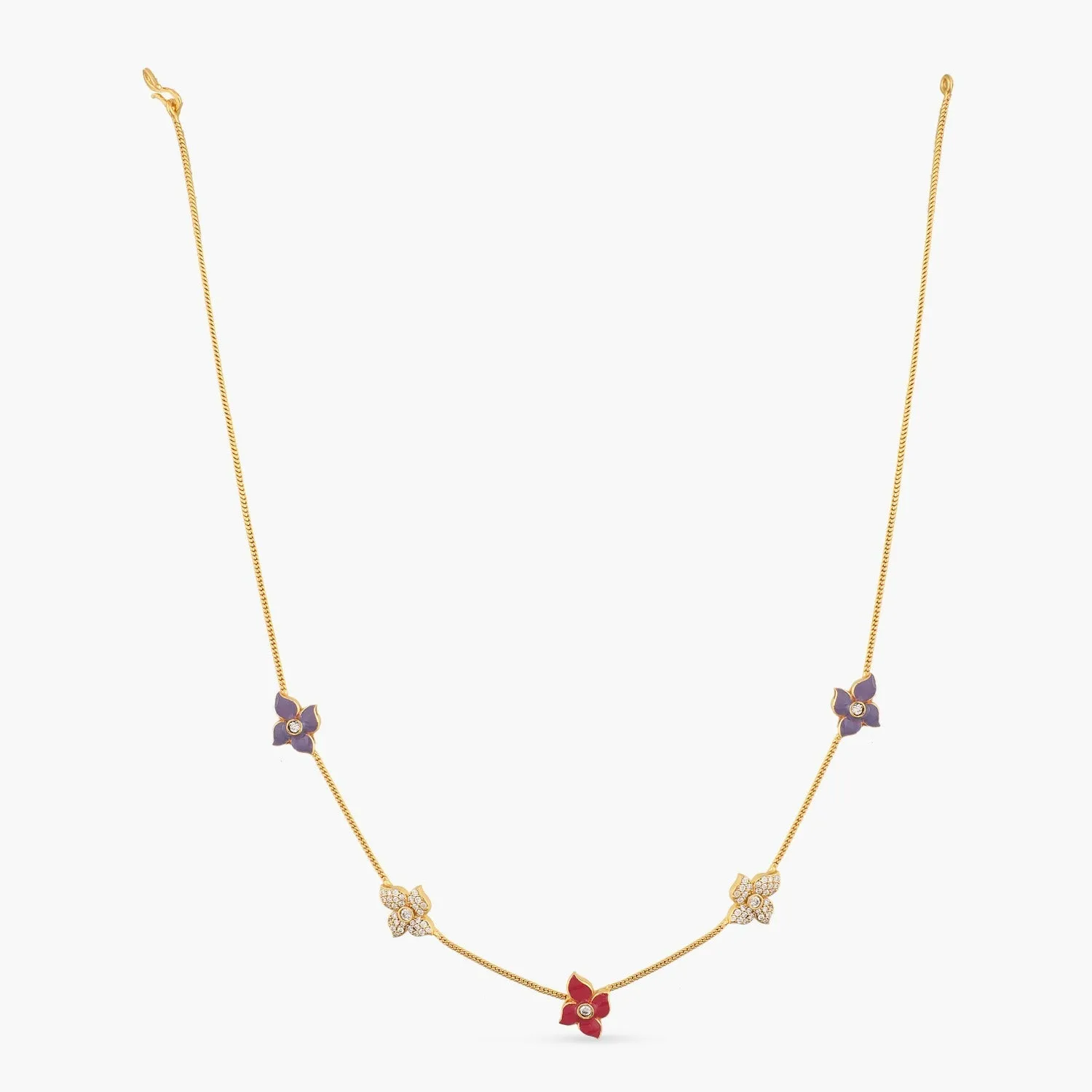 Pansy Floral CZ Statement Classic Necklace