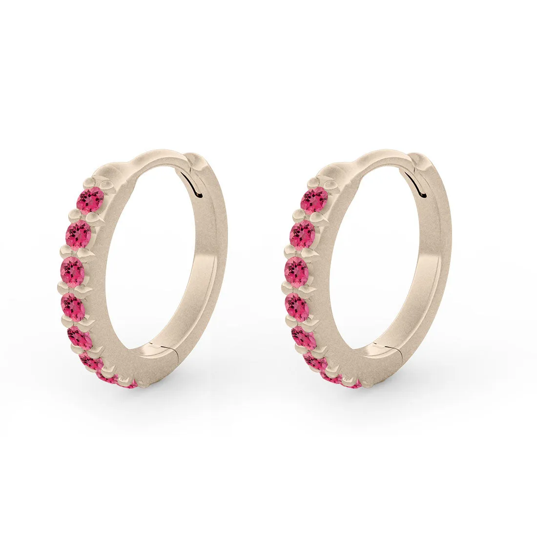 Paola Clicker Hoops, Pink Tourmaline