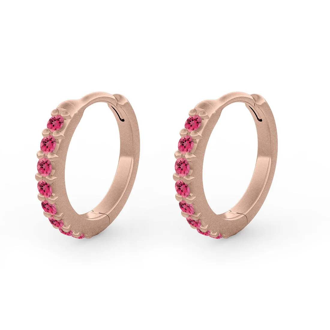 Paola Clicker Hoops, Pink Tourmaline