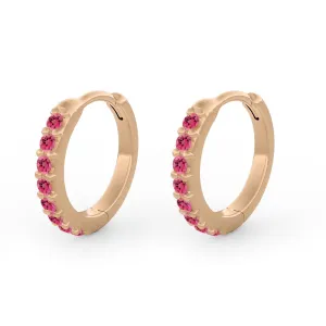 Paola Clicker Hoops, Pink Tourmaline