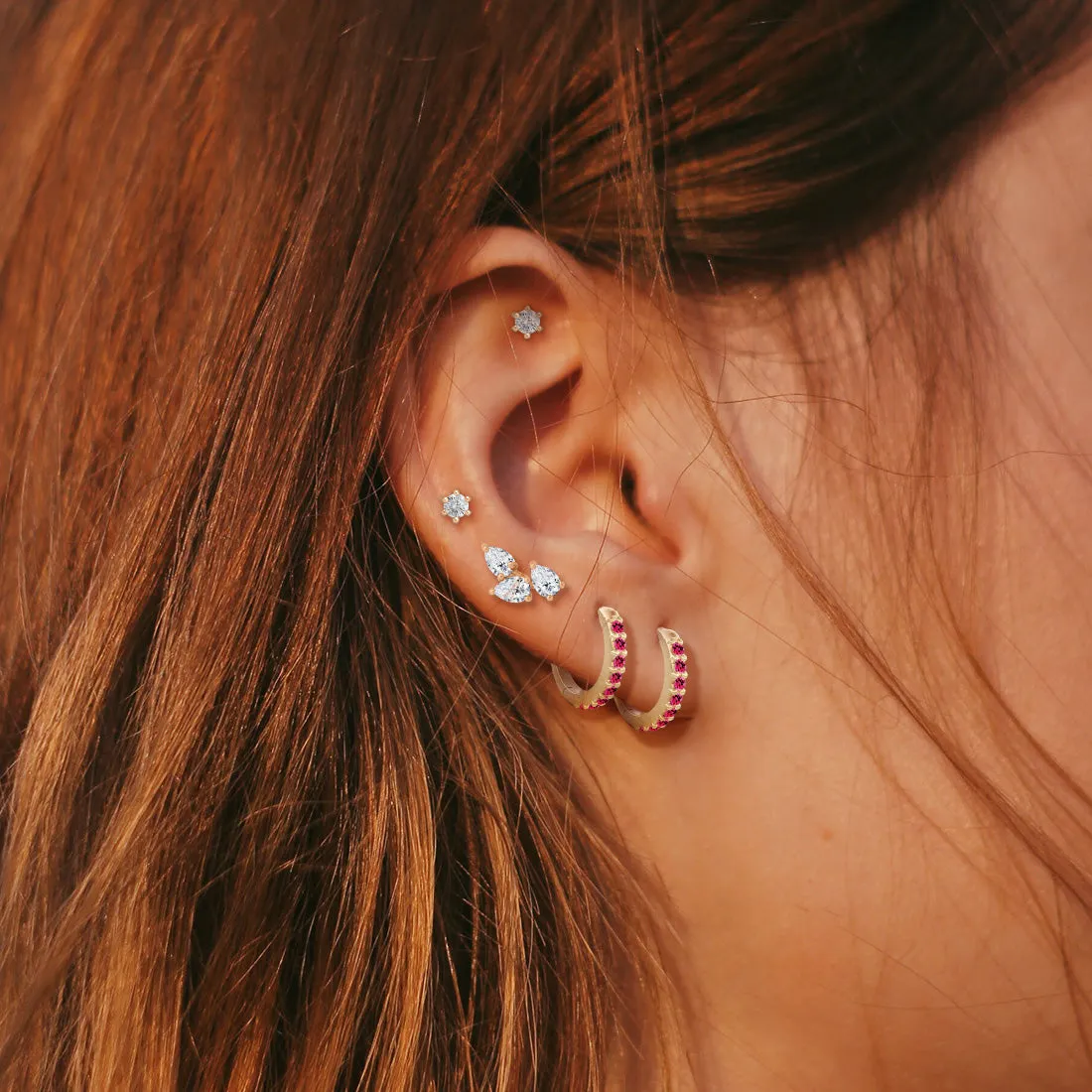 Paola Clicker Hoops, Pink Tourmaline