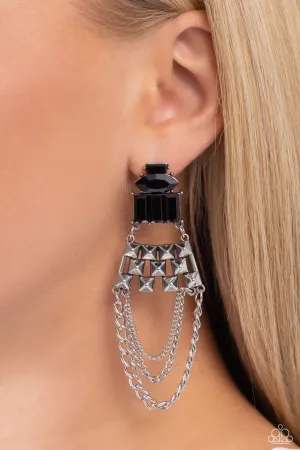 Paparazzi Dangling Art Deco Earrings Black