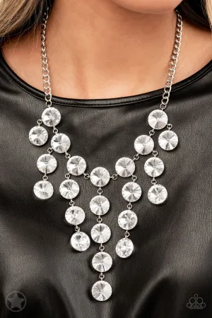 Paparazzi - Spotlight Stunner - White Rhinestone Necklace