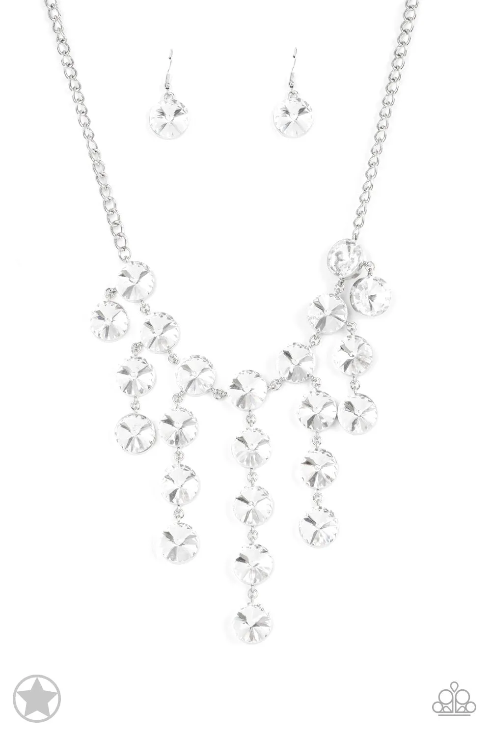 Paparazzi - Spotlight Stunner - White Rhinestone Necklace