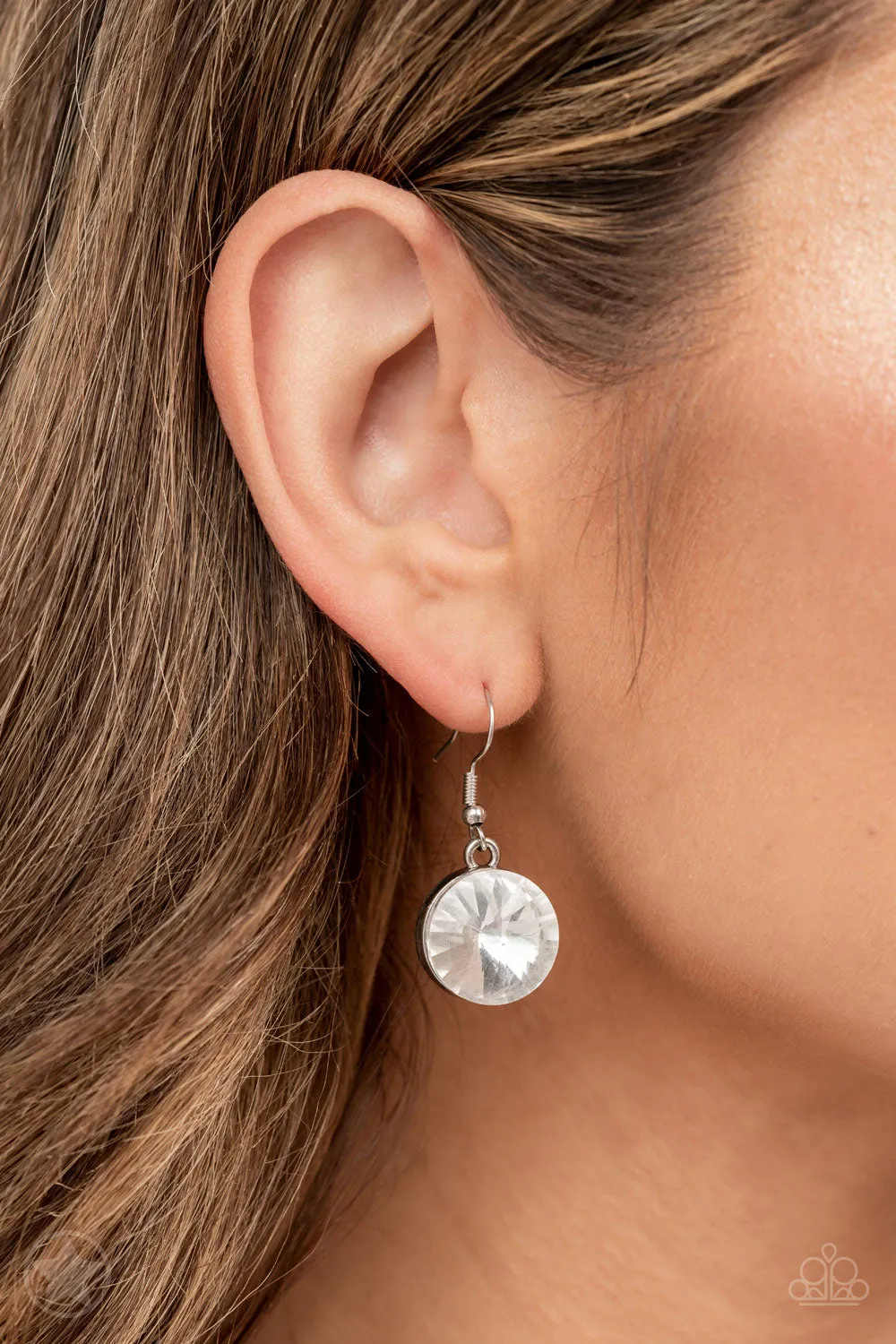 Paparazzi - Spotlight Stunner - White Rhinestone Necklace