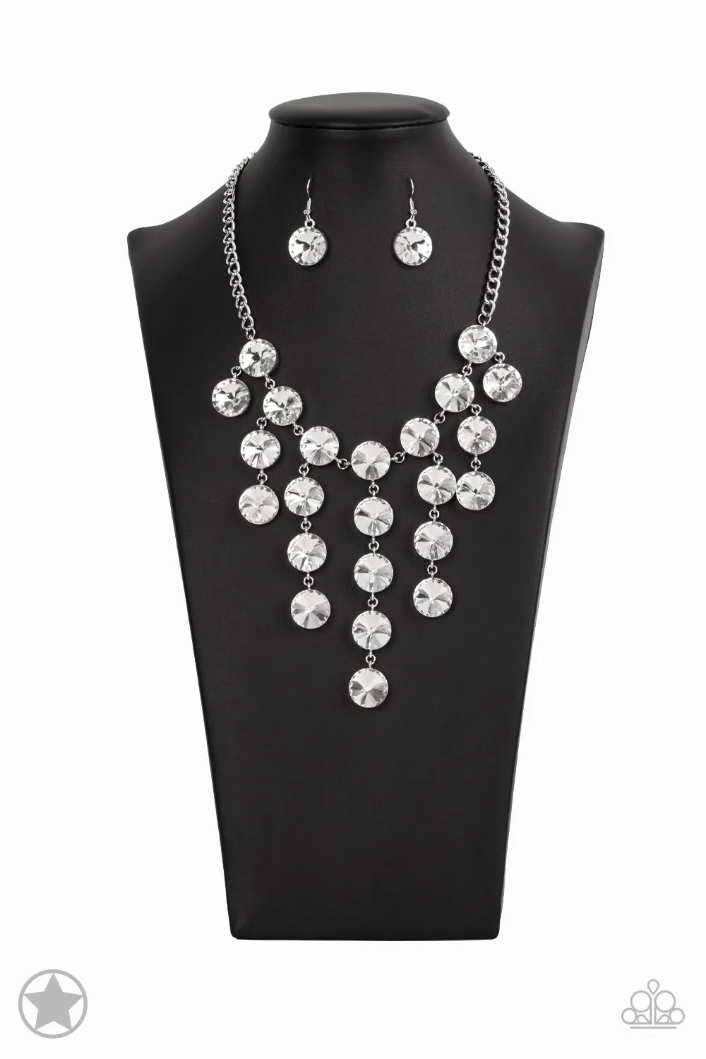 Paparazzi - Spotlight Stunner - White Rhinestone Necklace