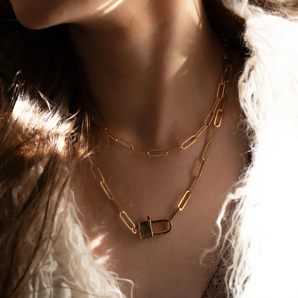 Paperclip Chain, Padlock Clasp Statement Chain
