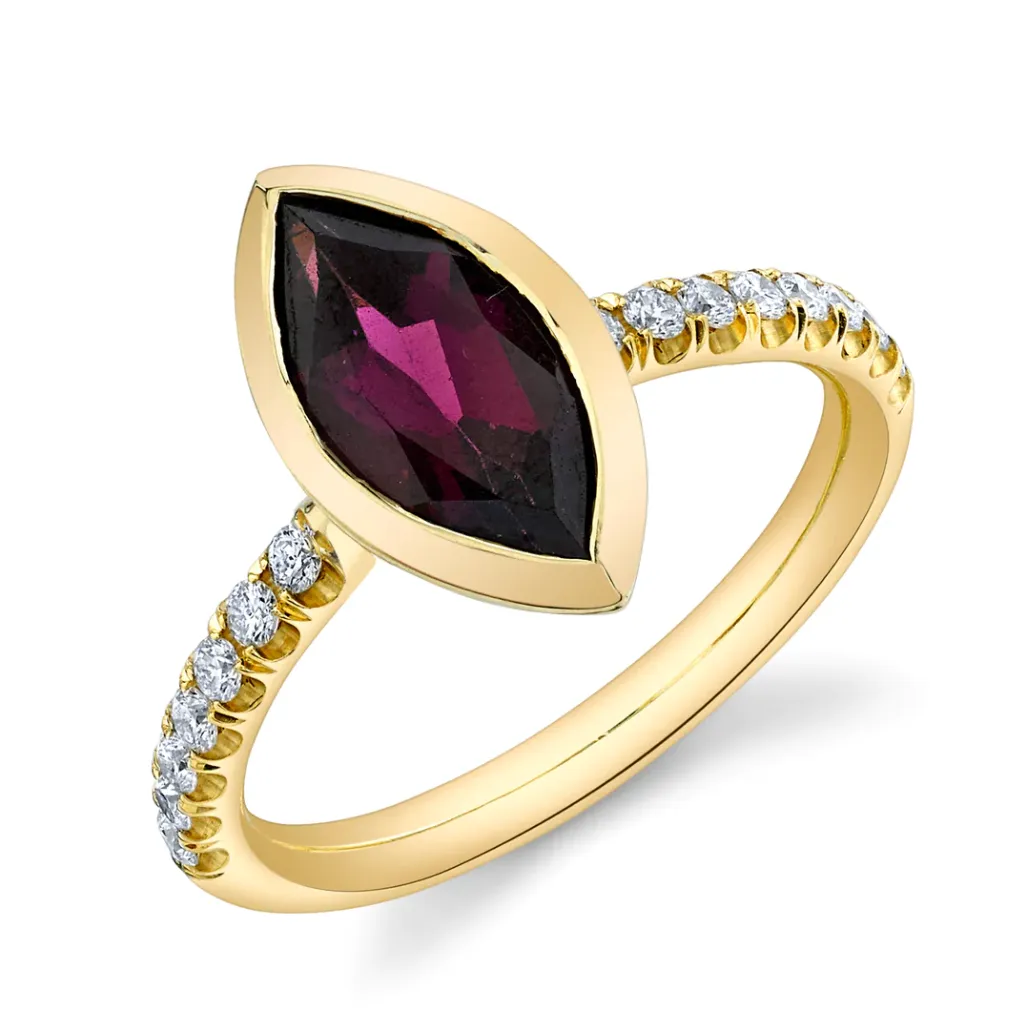 Pavé Shirley Bezel Set Marquis Cut Ring