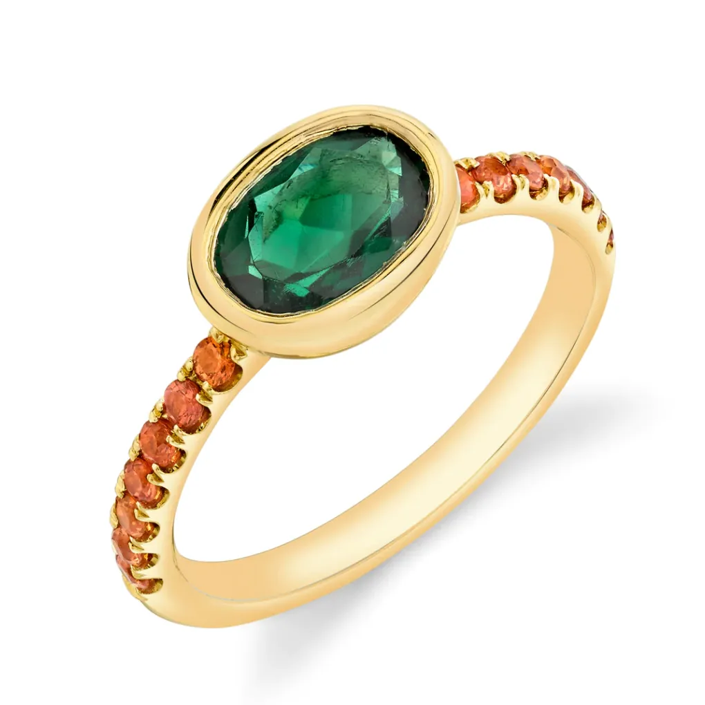Pavé Shirley Bezel Set Oval Cut Ring