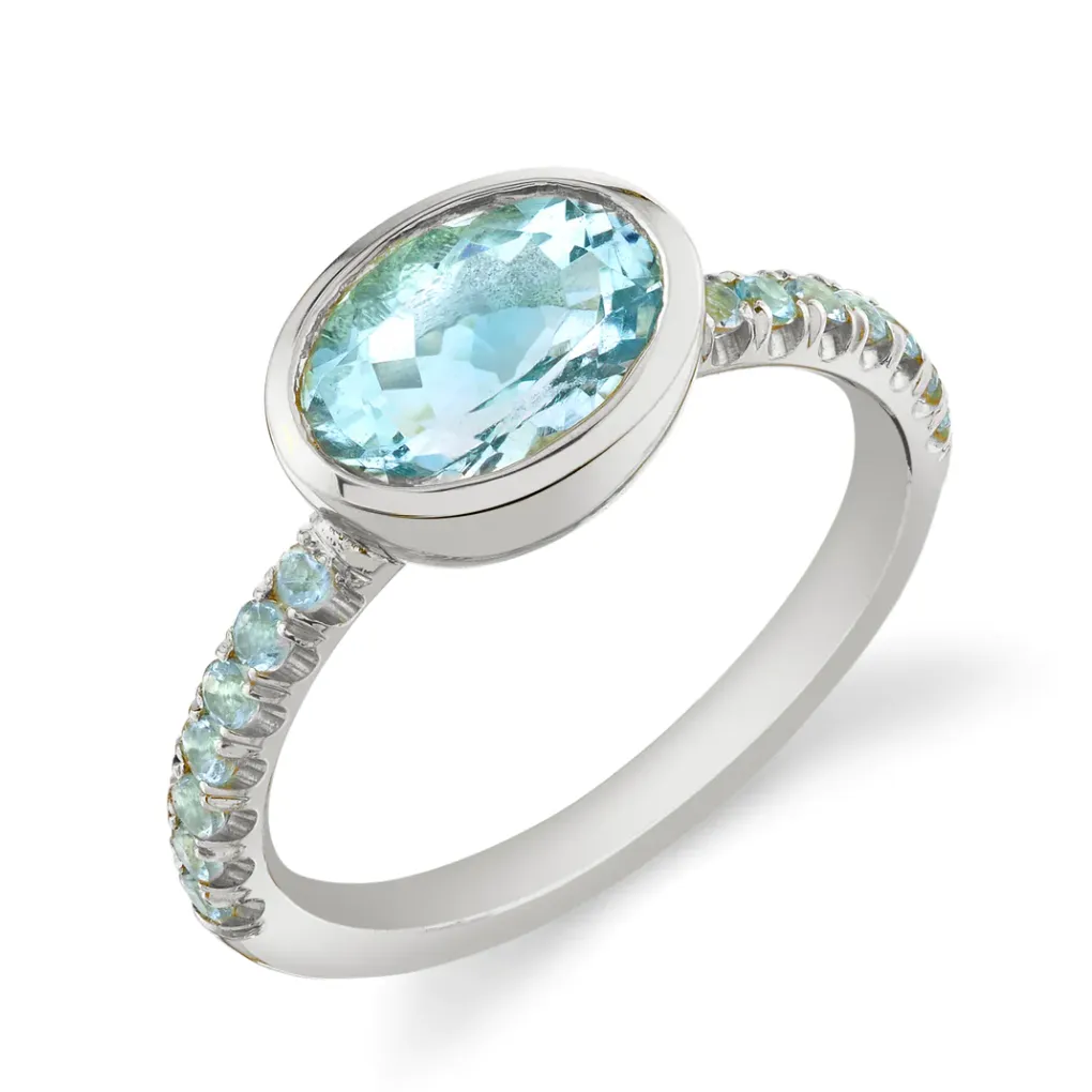 Pavé Shirley Bezel Set Oval Cut Ring