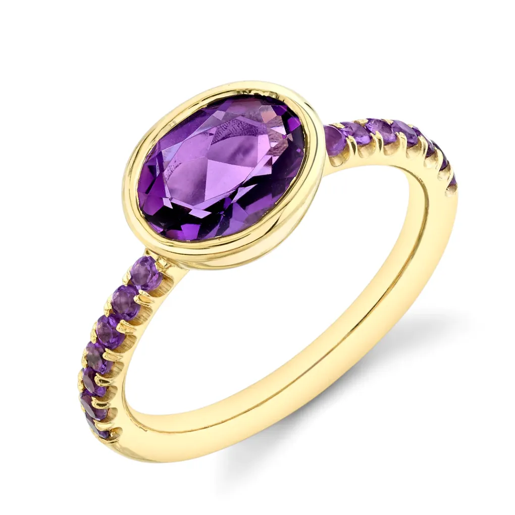 Pavé Shirley Bezel Set Oval Cut Ring