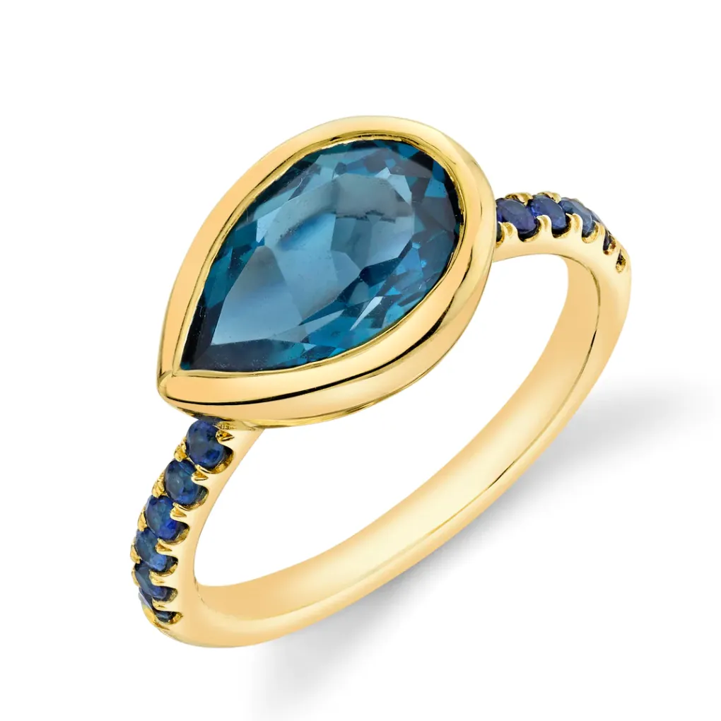 Pavé Shirley Bezel Set Pear Cut Ring