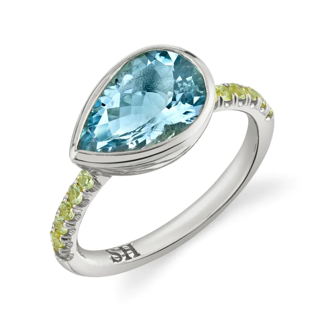 Pavé Shirley Bezel Set Pear Cut Ring