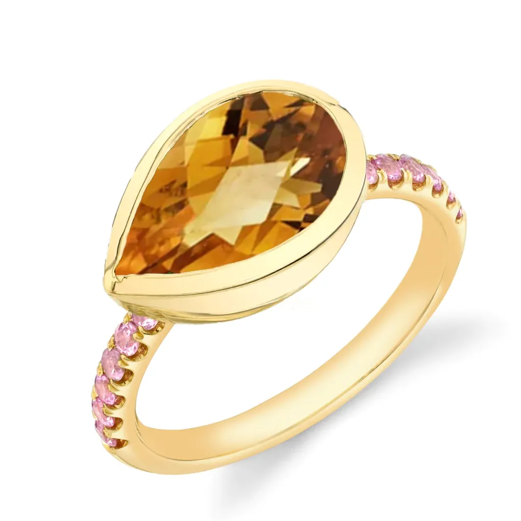 Pavé Shirley Bezel Set Pear Cut Ring