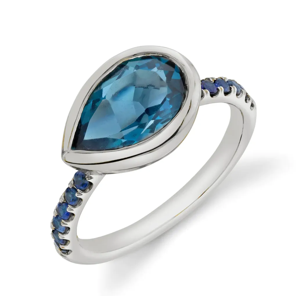 Pavé Shirley Bezel Set Pear Cut Ring