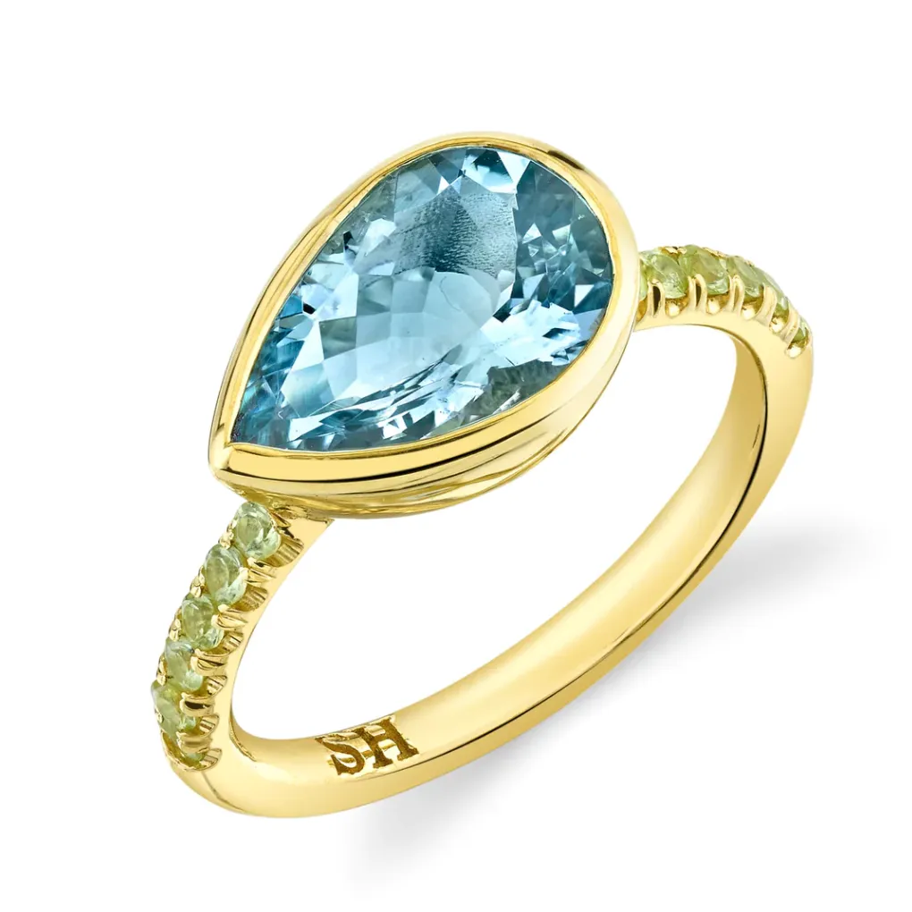 Pavé Shirley Bezel Set Pear Cut Ring
