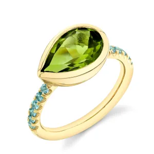 Pavé Shirley Bezel Set Pear Cut Ring