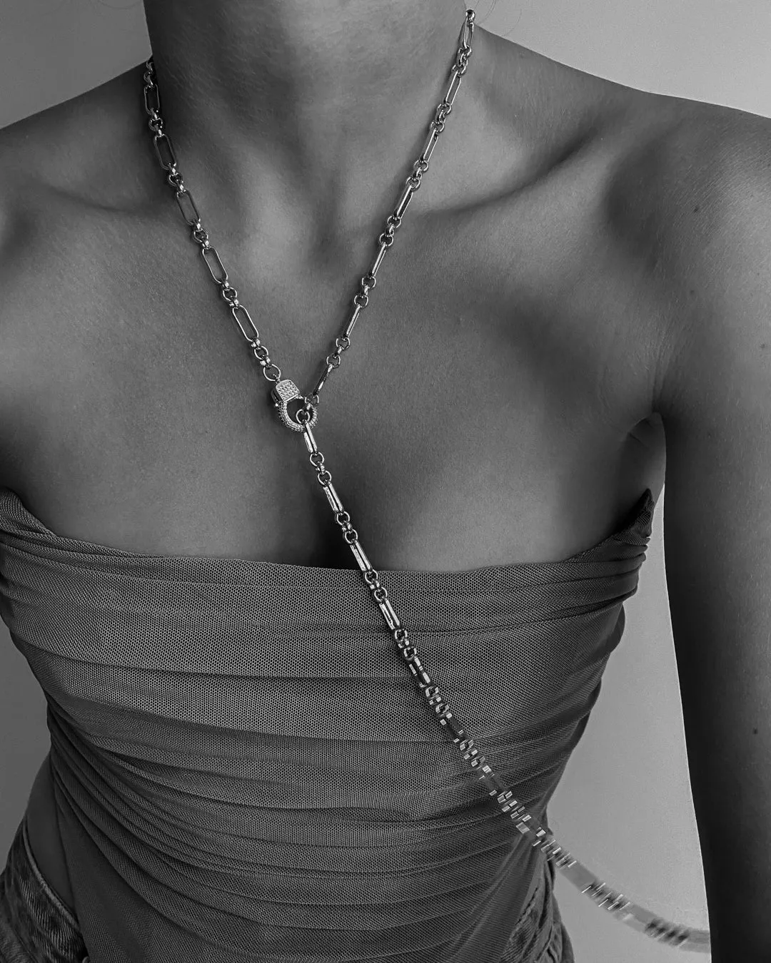 Pave Clasp Lariat- Gold