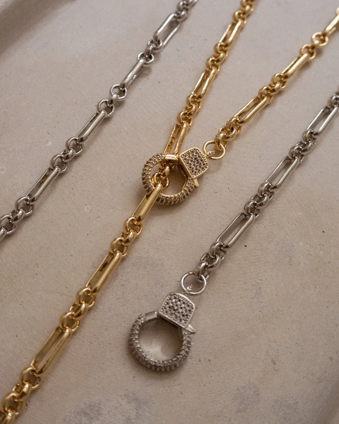 Pave Clasp Lariat- Gold