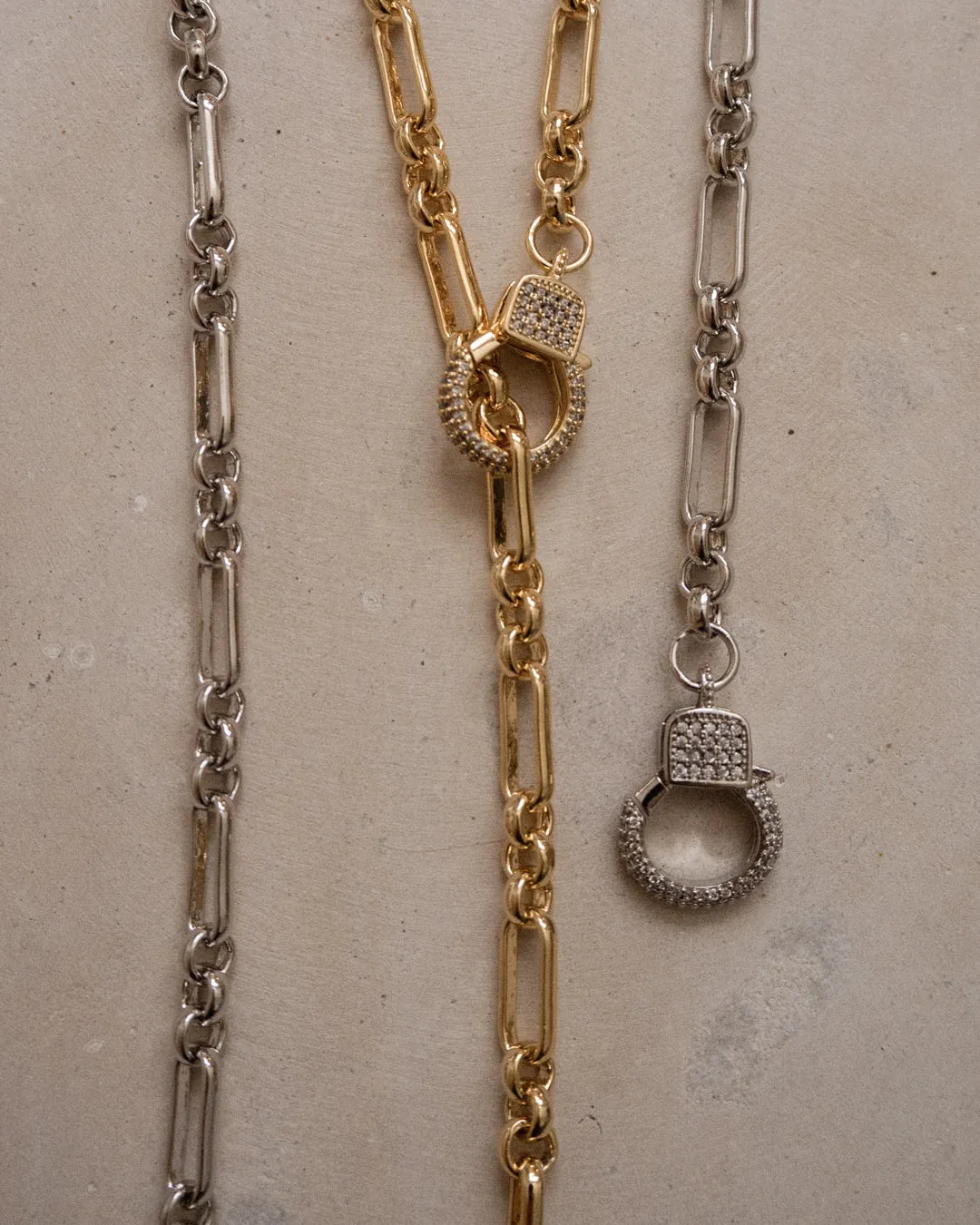 Pave Clasp Lariat- Gold
