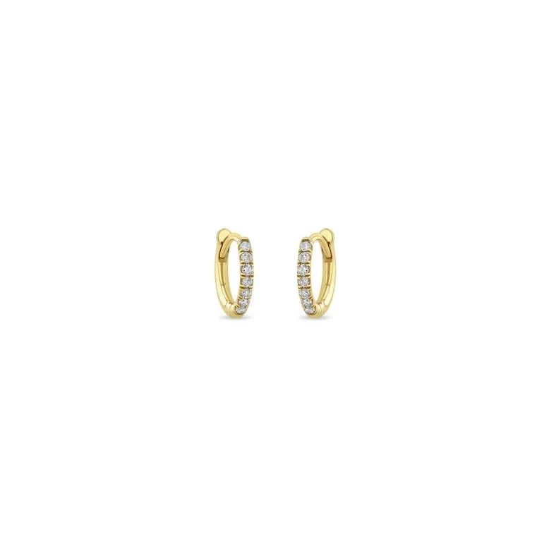 Pave Diamond Huggie Hoops