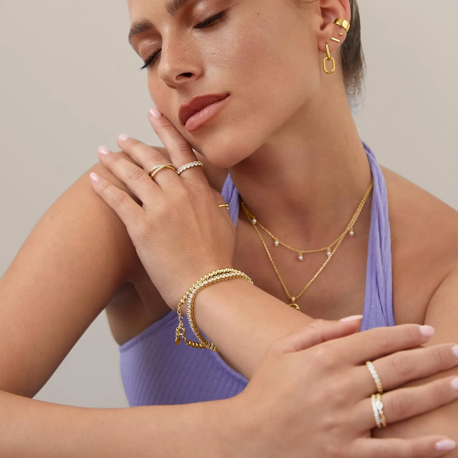PAVOI 14K Gold Convertible Link Huggie Earrings for Women | Paperclip Link Statement Earrings | Cubic Zirconia Two-Toned Rope Drop Dangle Earrings