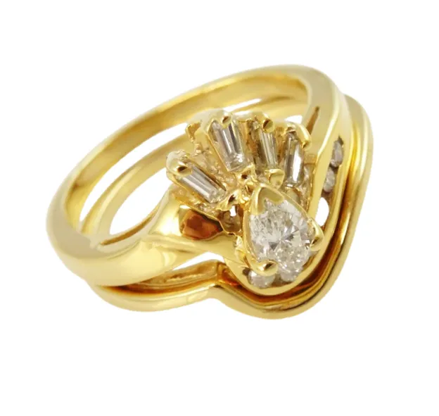Pear Shape Peacock  Diamond Engagement Ring Set