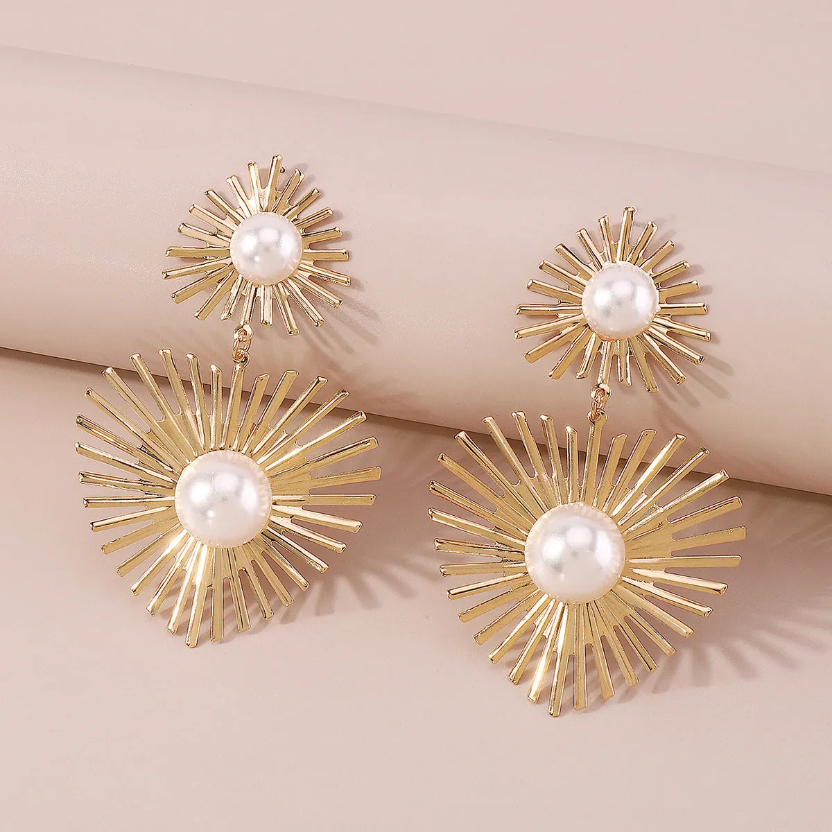 Pearl & 18K Gold-Plated Spike Heart Drop Earrings