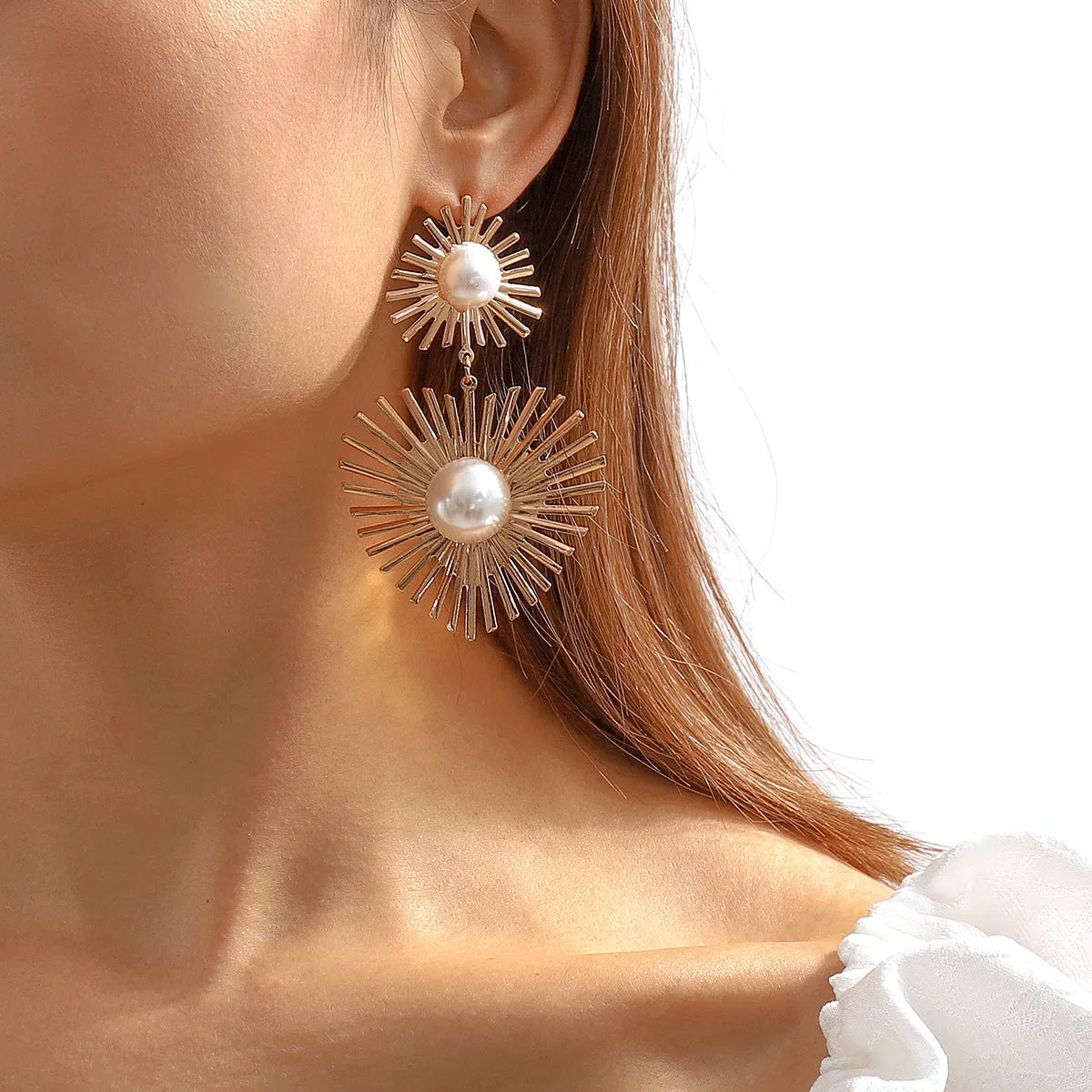 Pearl & 18K Gold-Plated Spike Heart Drop Earrings