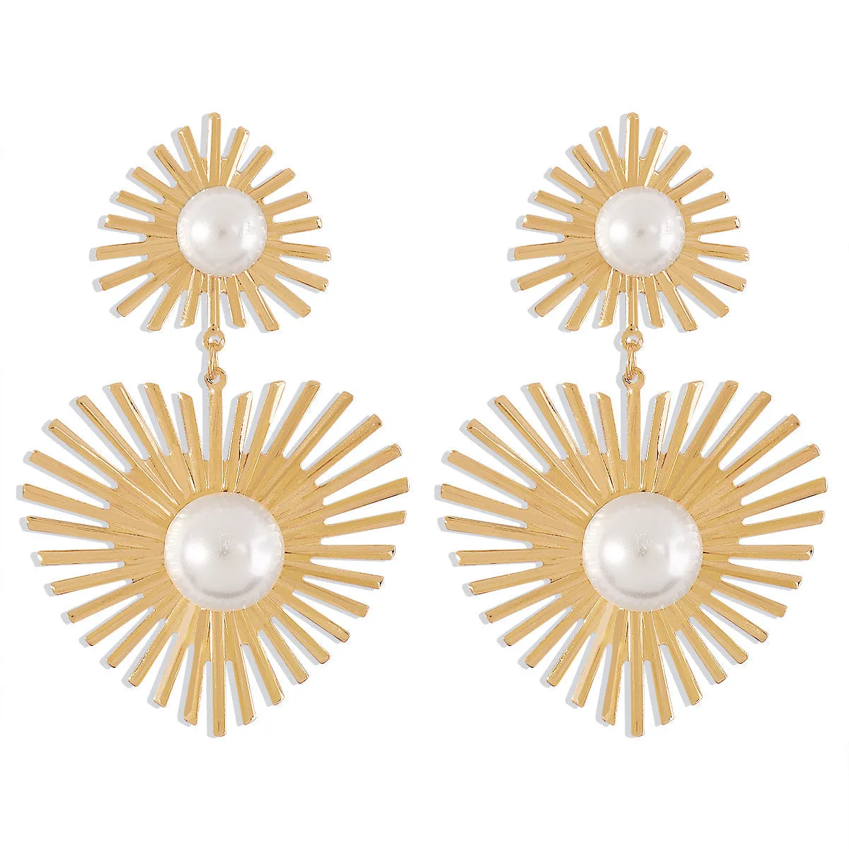 Pearl & 18K Gold-Plated Spike Heart Drop Earrings