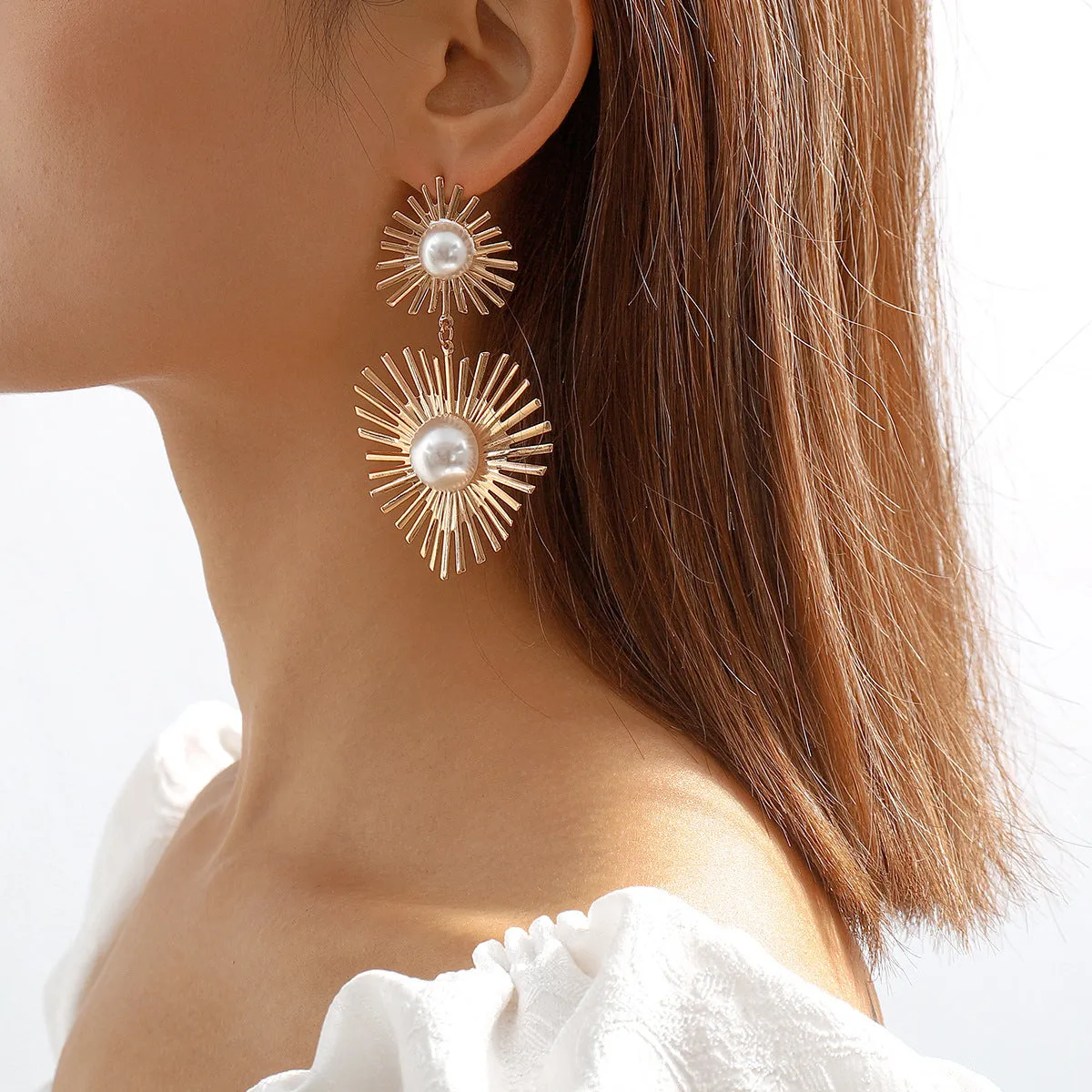 Pearl & 18K Gold-Plated Spike Heart Drop Earrings