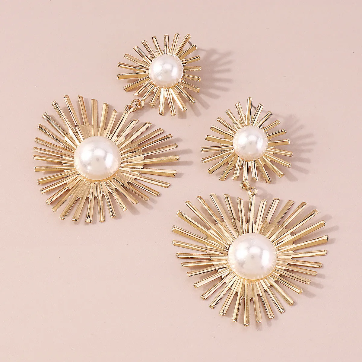 Pearl & 18K Gold-Plated Spike Heart Drop Earrings