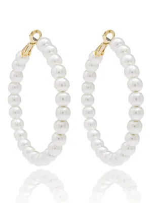 Pearl Hoop Earring- Large