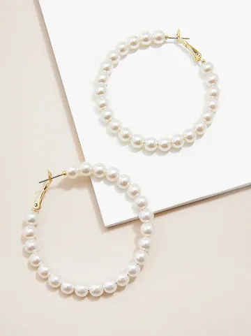 Pearl Hoop Earring- Large