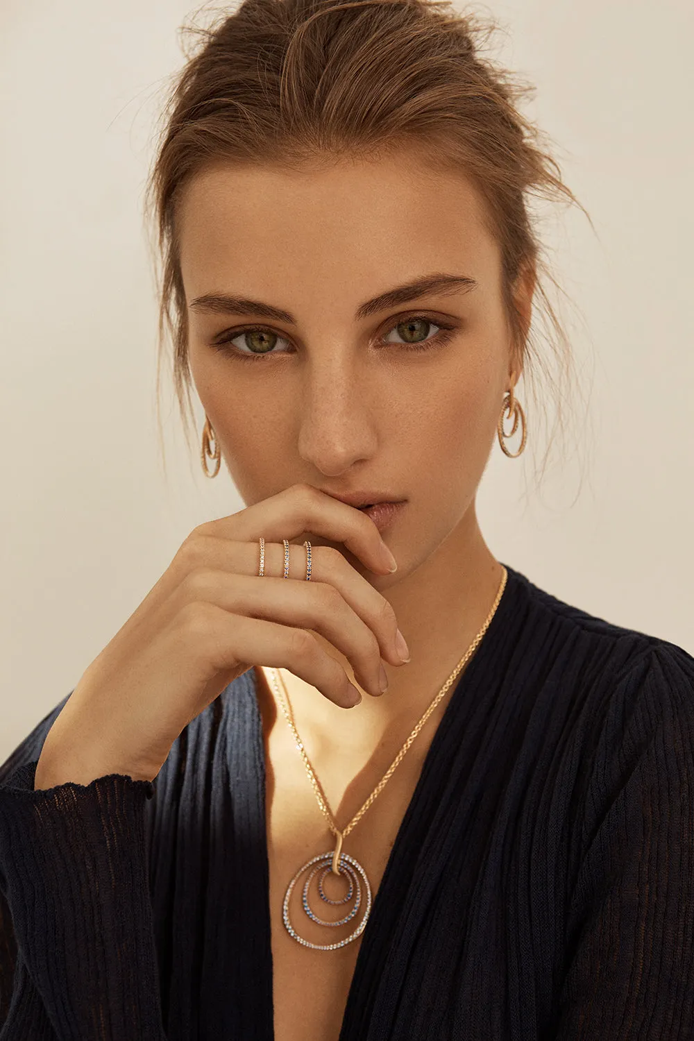 Petite Ombre Blue Sapphire Double Hoop Earrings