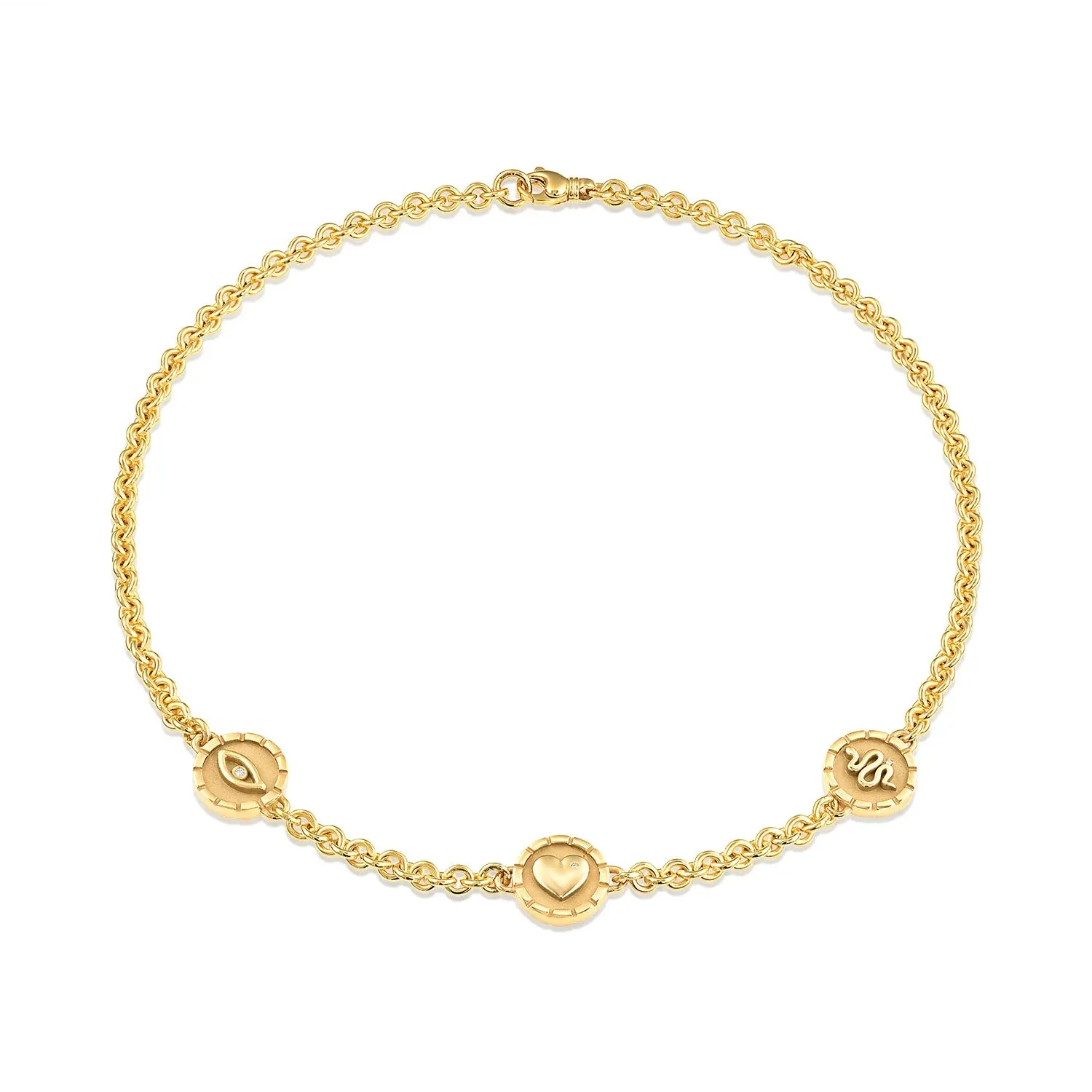 Pharos Three Charm Necklace Yellow Gold & White Diamond