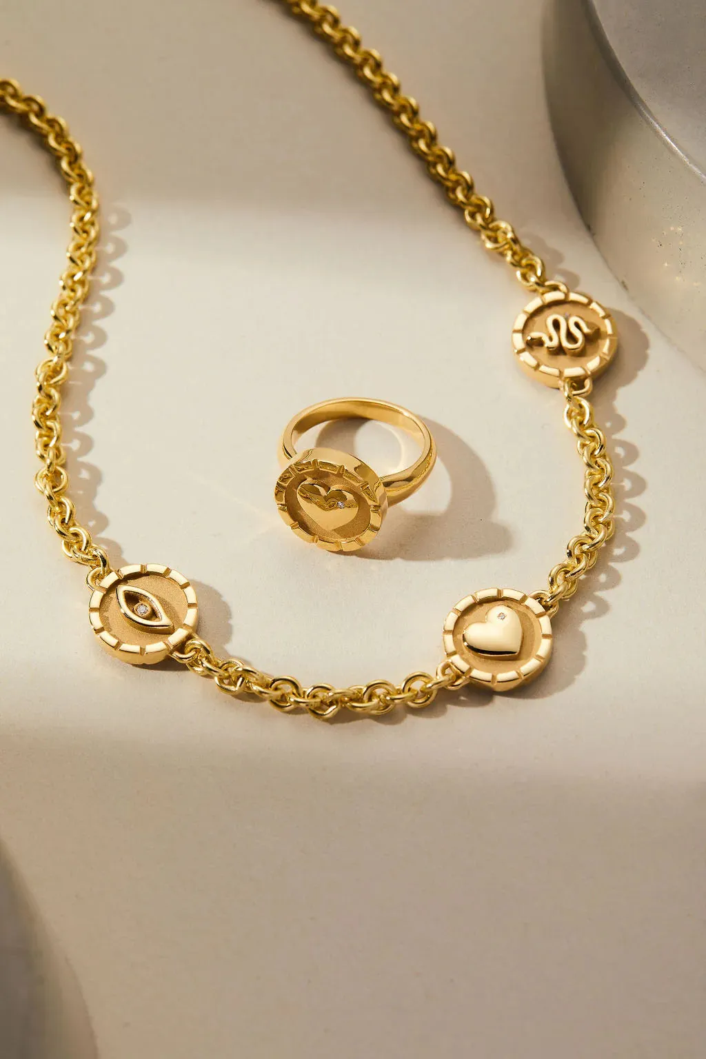 Pharos Three Charm Necklace Yellow Gold & White Diamond
