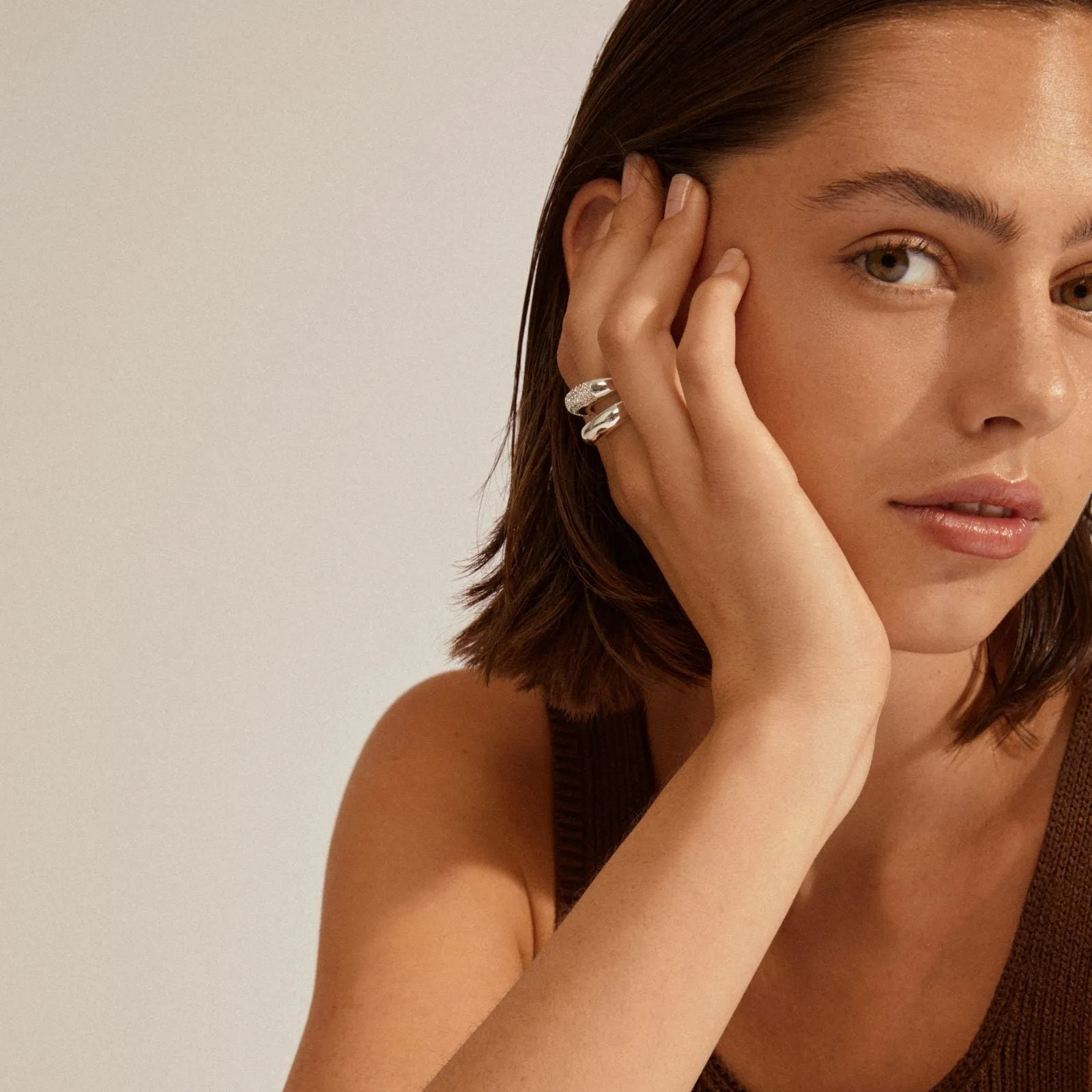Pilgrim Learn Silver Chunky Rings