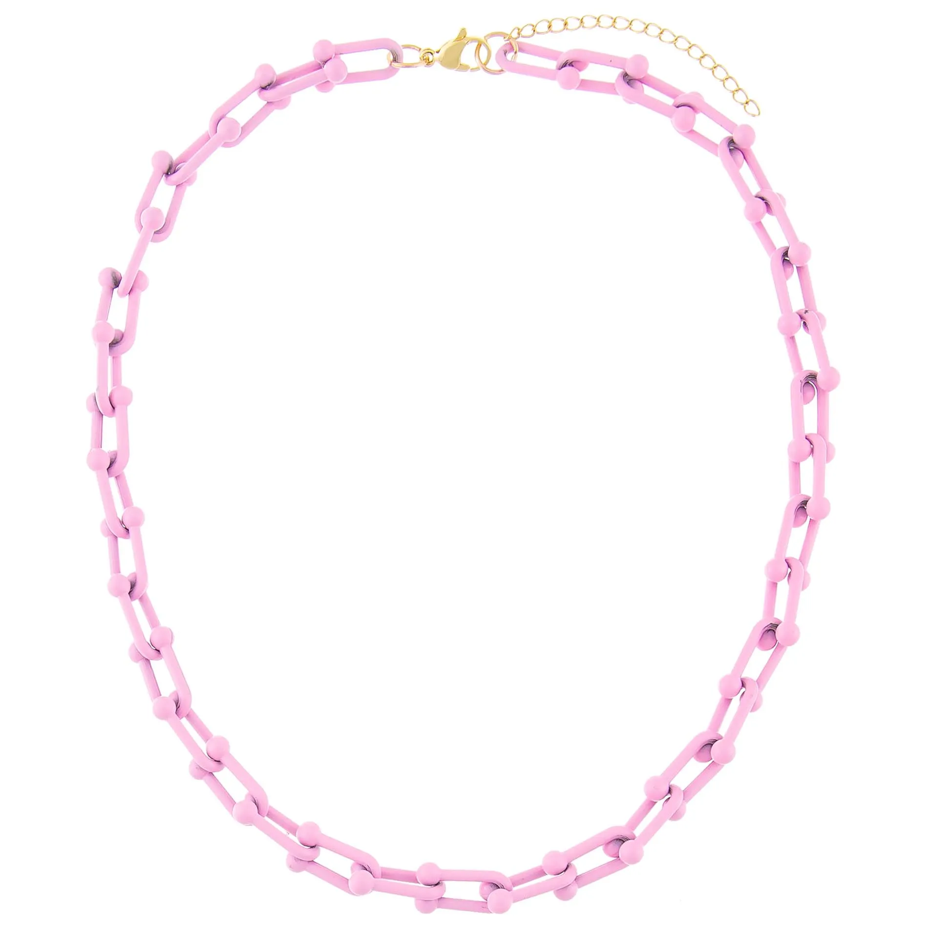 Pink Enamel U Chain Necklace