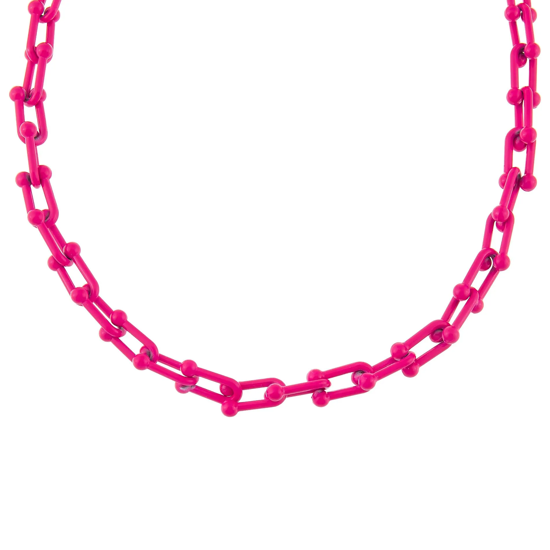 Pink Enamel U Chain Necklace