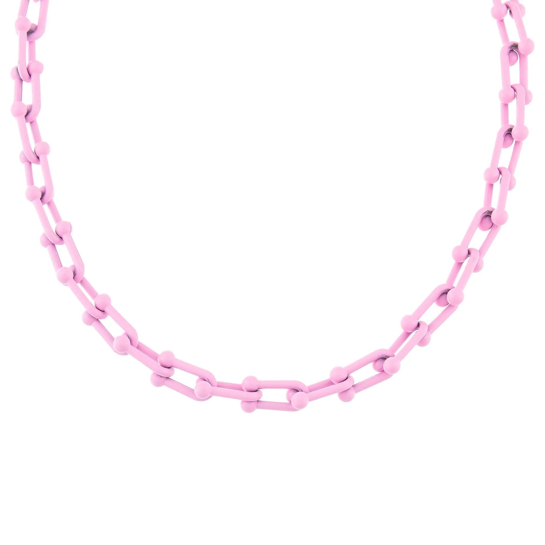 Pink Enamel U Chain Necklace